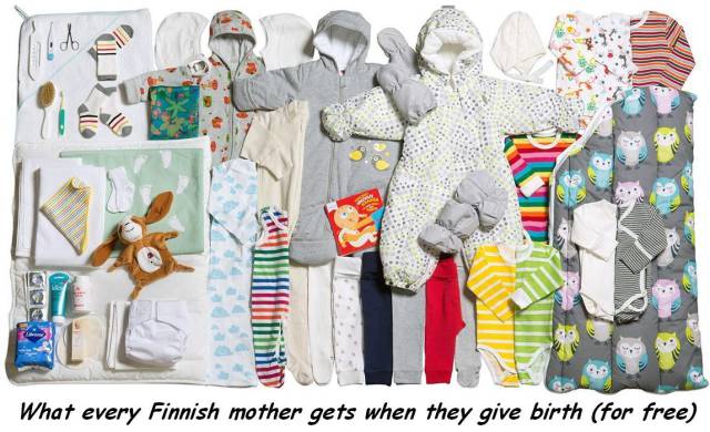 What every Finnish mother gets when they give birth for free