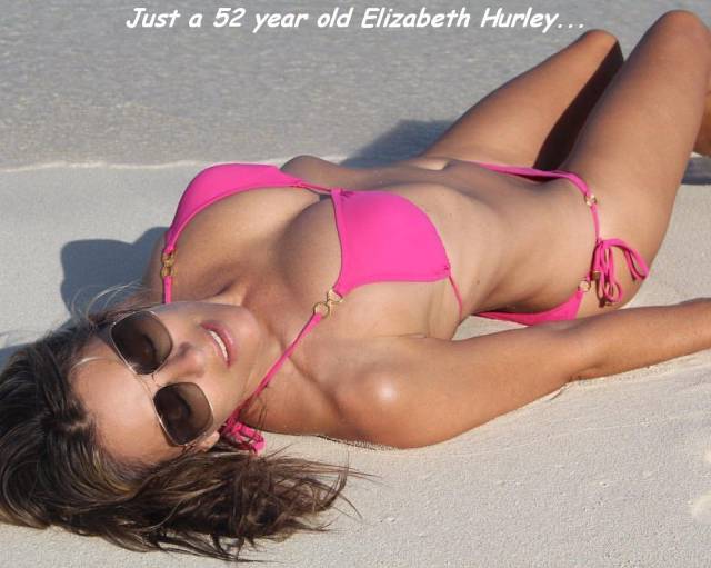 elizabeth hurley bikini bridge - Just a 52 year old Elizabeth Hurley...