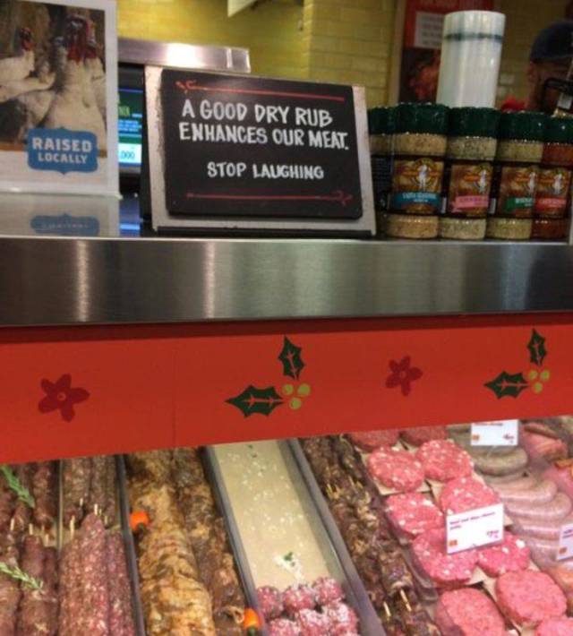 butchers jokes - Raised Locally A Good Dry Rub Enhances Our Meat. Stop Laughing