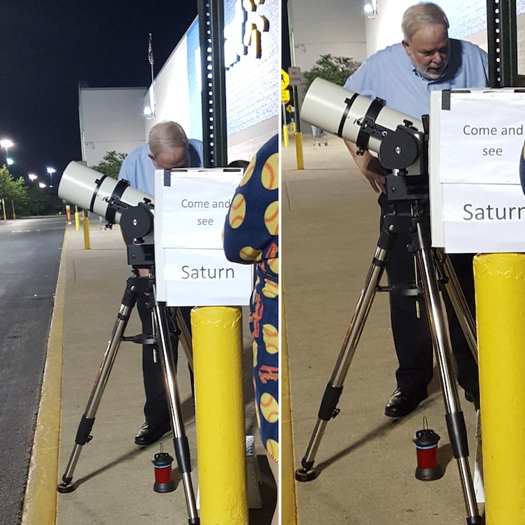 This man set up outside a Walmart to let people peep a planet

Hello, yes, I would like to adopt this man as my grandpa. I will name him Earl and he will teach me valuable life lessons.