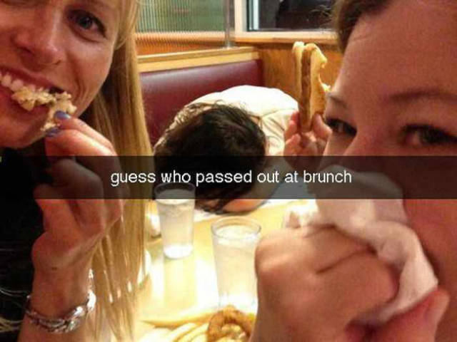 hangover snapchats - guess who passed out at brunch