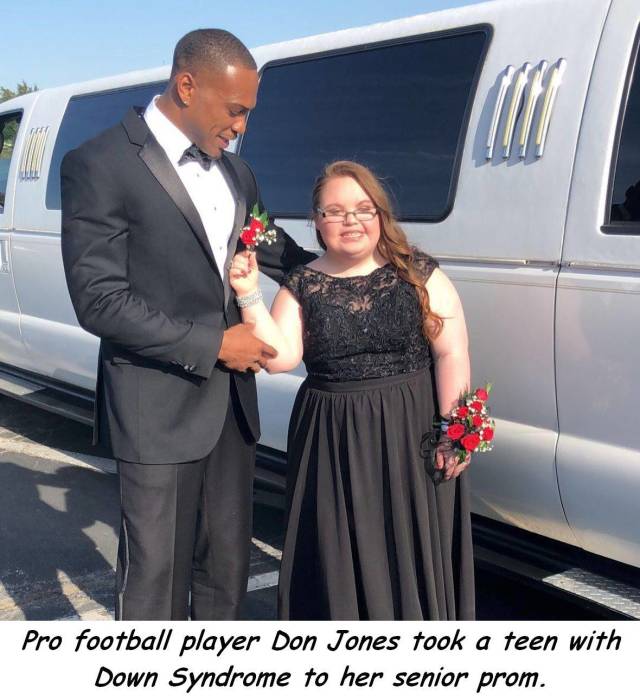 cool don jones family - Pro football player Don Jones took a teen with Down Syndrome to her senior prom.