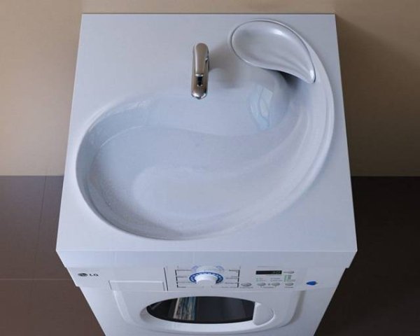 No water will go to waste after you wash your hands in this two-for-one sink/laundry machine.