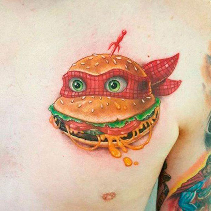 ninja turtle cheeseburger tattoo