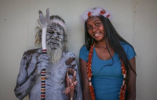 A proud aboriginal man traveled 2,000 miles to watch his granddaughter graduate.