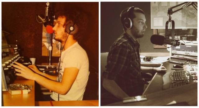 Like father like son. Left: 1975. Right: 2012.