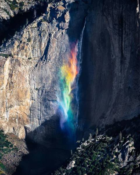 yosemite rainbow waterfall