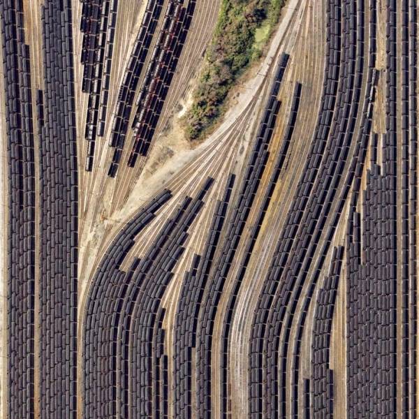Bird’s eye view of trains