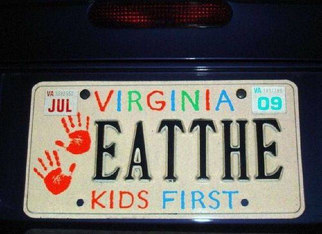 licence plate with words - Gulvirginia 09 Eatthe Kids First.