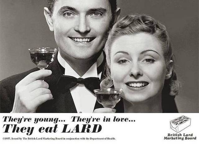 vintage ads - they re young they re in love they eat lard - They're young... They're in love... They eat Lard 1997. Isued by The British Land Marketing Beard in conjunction with the Department of Health British Lard Marketing Board