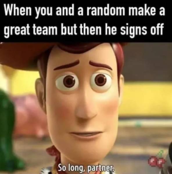 so long partner memes - When you and a random make a great team but then he signs off So long, partner