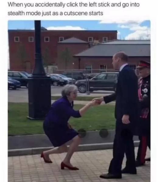 theresa may curtsy gollum - When you accidentally click the left stick and go into stealth mode just as a cutscene starts