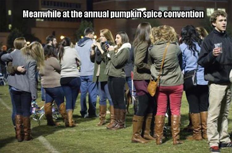 memes - pumpkin spice white girls - Meanwhile at the annual pumpkin spice convention