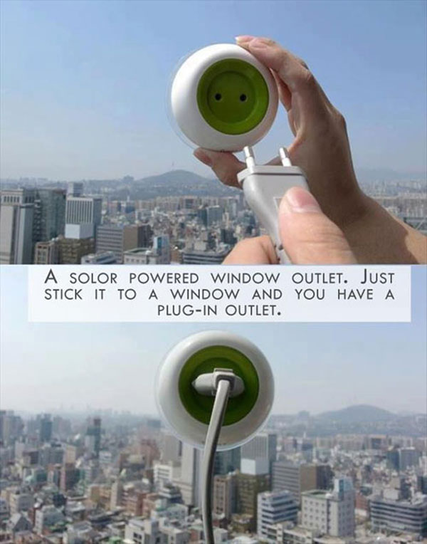 solar portable outlet - A Solor Powered Window Outlet. Just Stick It To A Window And You Have A PlugIn Outlet.