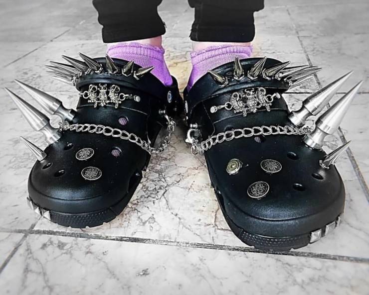 funny pics and memes - Crocs with punk spikes