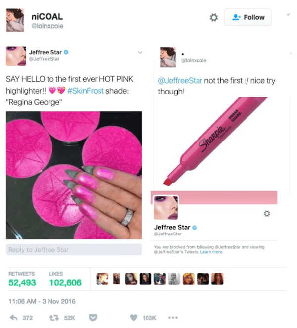 dank memes - of a jeffree star regina george highlighter - niCOAL Jeffree Star Jeffree Star Say Hello to the first ever Hot Pink highlighter!! shade