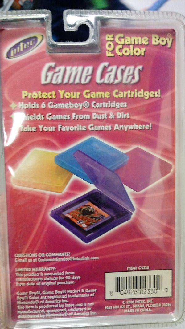 mited Game Boy color Game Cases Protect Your Game Cartridges! Holds 6 Gameboy Cartridges fields Games From Dust & Dirt ake Your Favorite Games Anywhere! E Item G2330 Questions Or at Customer ceinte Limited Warranty This proud is amanted from maafactures…