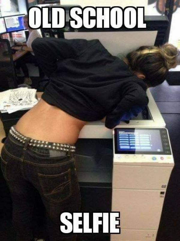 girl photocopying her tits - Old School Selfie