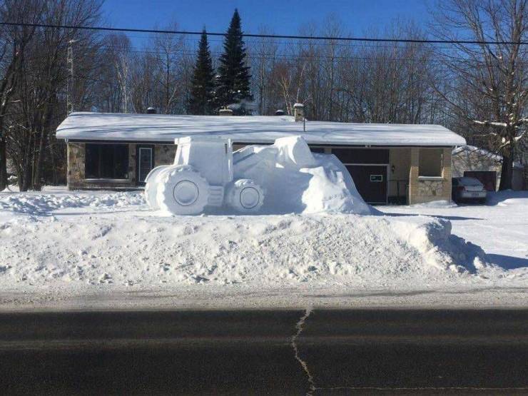 tractor made of snow