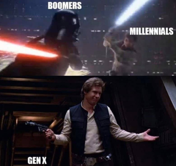 han solo star wars 6 - Boomers Millennials Gen X