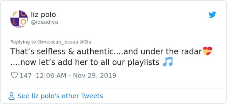 online advertising - Puliz polo Lo That's selfless & authentic....and under the radar .... now let's add her to all our playlists Sj 147 See liz polo's other Tweets
