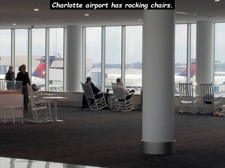 office - Charlotte airport has rocking chairs. Charlotte airport has rocking chairs De