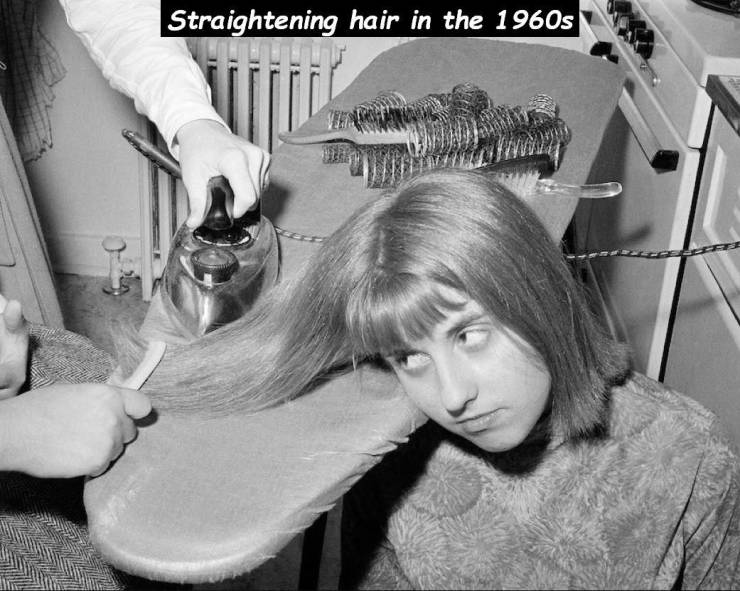 hair ironing 1960s - Straightening hair in the 1960s