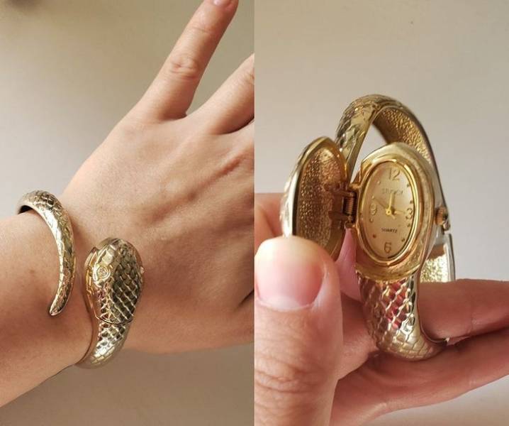 gold snake watch face bracelet