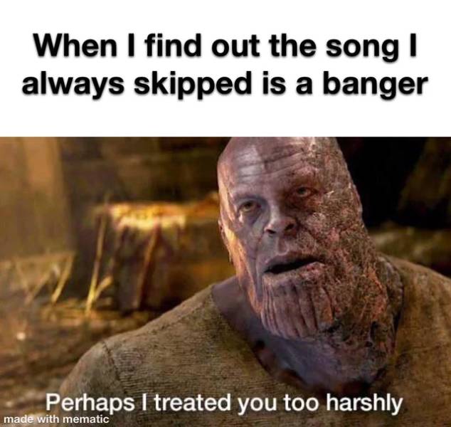 perhaps i treated you too harshly - When I find out the song | always skipped is a banger Perhaps I treated you too harshly made with mematic