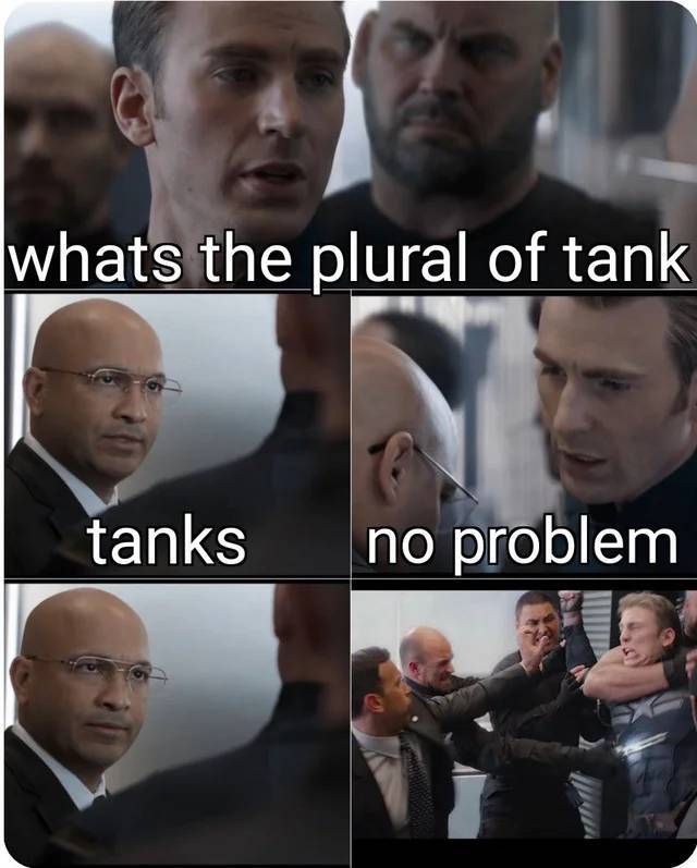 malaysia meme - whats the plural of tank tanks no problem