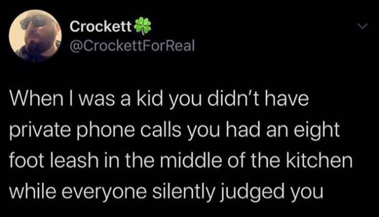 scalloped potatoes meme - Crockett When I was a kid you didn't have private phone calls you had an eight foot leash in the middle of the kitchen while everyone silently judged you