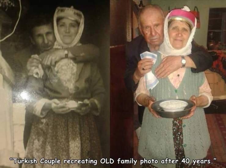 costume - "Turkish Couple recreating Old family photo after 40 years."