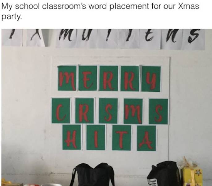 wall - My school classroom's word placement for our Xmas party. Mu I Ens tus Iii