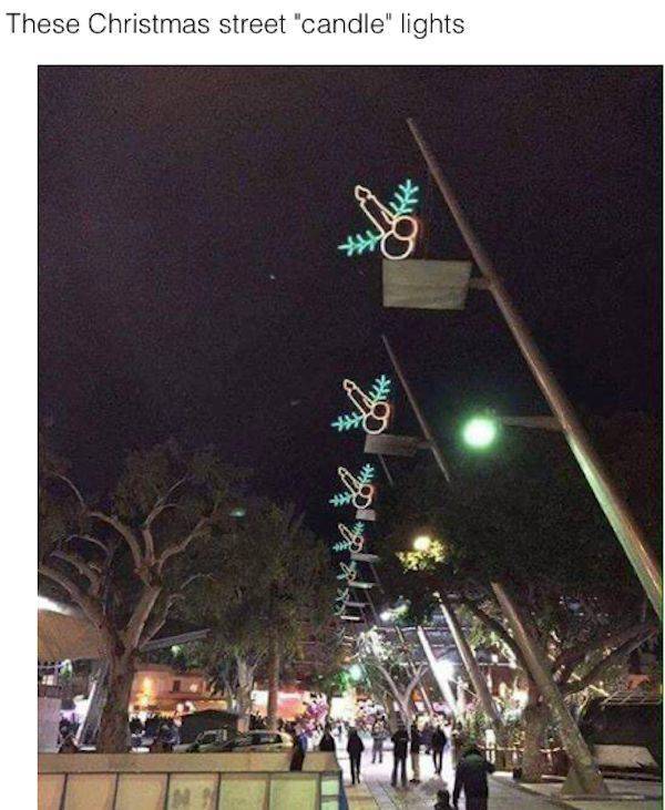 my city just got decorated with christmas dicks - These Christmas street "candle" lights