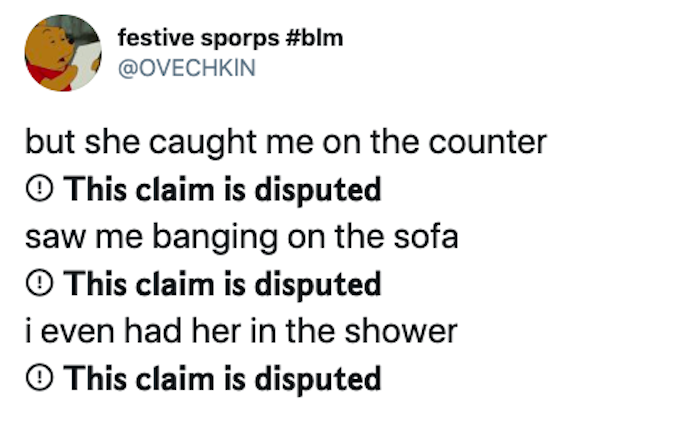 festive sporps but she caught me on the counter This claim is disputed saw me banging on the sofa This claim is disputed i even had her in the shower This claim is disputed