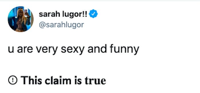 diagram - sarah lugor!! u are very sexy and funny This claim is true