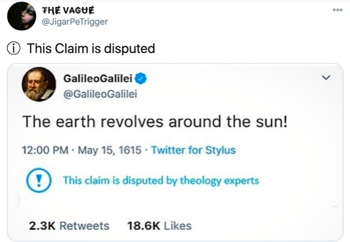 web page - Ooo The Vague PeTrigger This Claim is disputed > Galileo Galilei Galilei The earth revolves around the sun! Twitter for Stylus This claim is disputed by theology experts