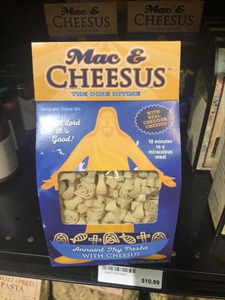 mac and cheesus jesus pasta - Mae & Cheesus Cheesus Mac & Cheesus The Dine Divine Pasta and Cheese Mix With Real Cheddar Cheesus d Lord it's Good! 10 minutes to a miraculous meal Ad Annoint Thy Pasta With Cheesus 340173210505 Rozzapreti Pasta $10.99