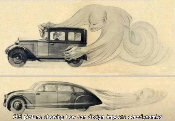 tatra aerodynamic advertisement - Old picture showing how car design impacts aerodynamics