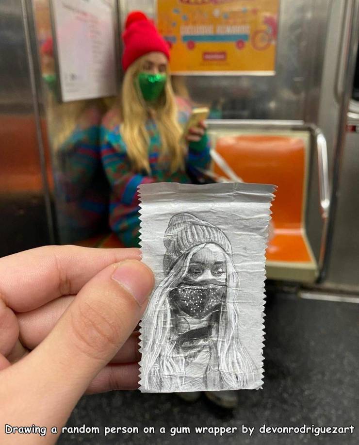 Drawing a random person on a gum wrapper by devonrodriguezart