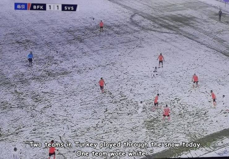 İstanbul Başakşehir F.K. - Bfk 111 svs "Two teams in Turkey played through the snow today. One team wore white..