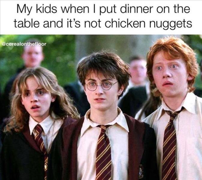 harry potter funny - My kids when I put dinner on the table and it's not chicken nuggets