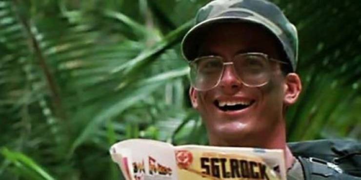 The look of the commandos was based on the Sgt. Rock comic series, which Hawkins can be seen reading.