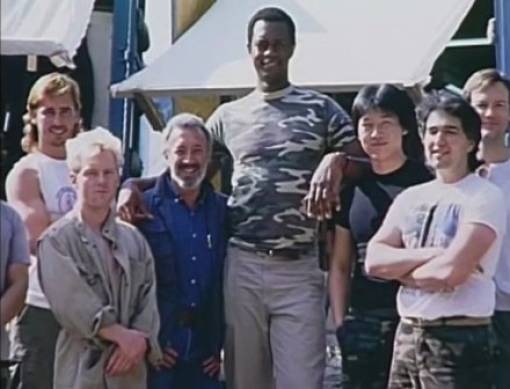 Seven-foot-tall actor, ballet dancer and martial arts expert Kevin Peter Hall was brought on to replace JCVD.