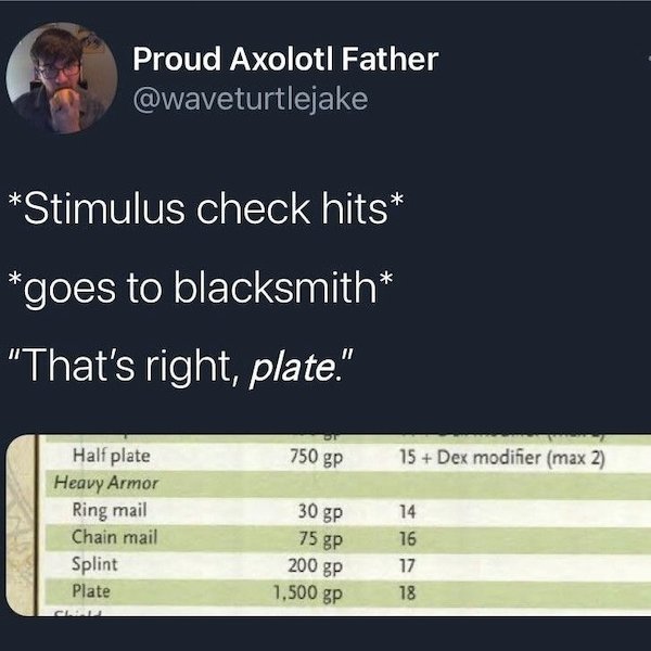 funny gaming memes - yayasan sukarelawan siswa - Proud Axolotl Father Stimulus check hits goes to blacksmith
