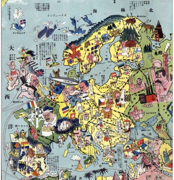 "A Japanese map of European stereotypes, 1932"