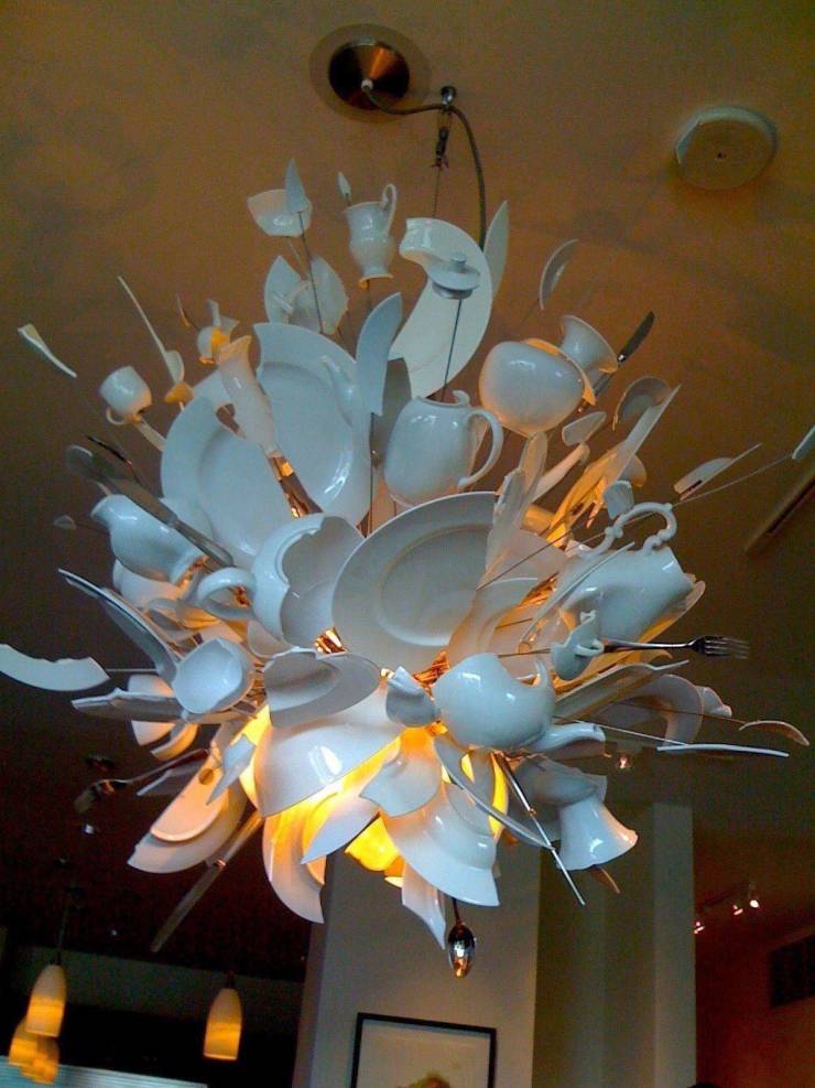 broken dishes chandelier
