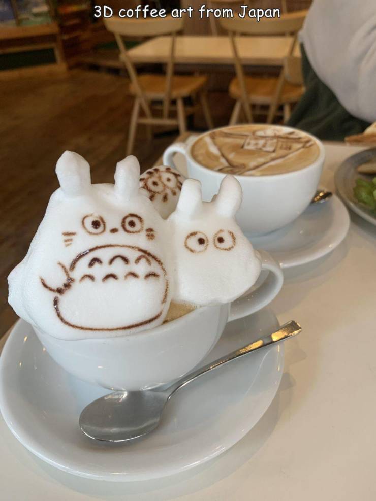 random pics and cool photos - coffee cup - 3D coffee art from Japan