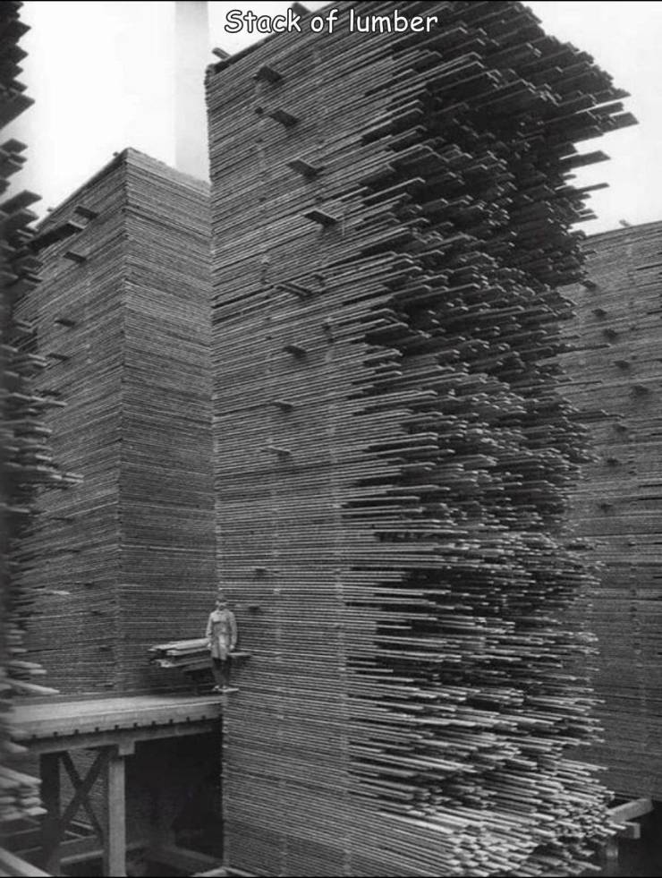 random pics and cool photos - giant stack of timber historic - Stack of lumber