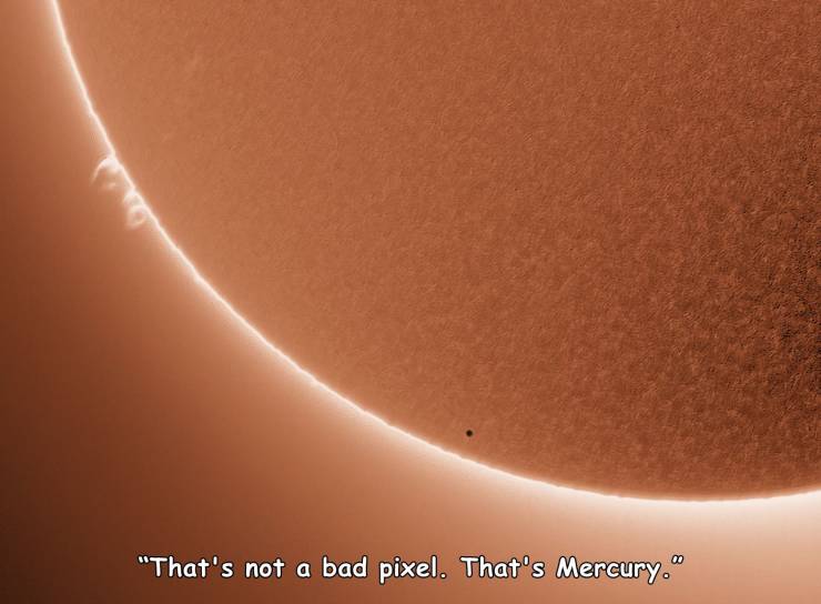 mercury in front of sun reddit - "That's not a bad pixel. That's Mercury."